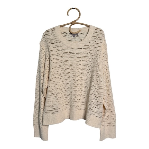 J. Crew Pointelle crewneck sweater in Antique White NEW CB900 Size XL Crop Fit - Picture 3 of 16